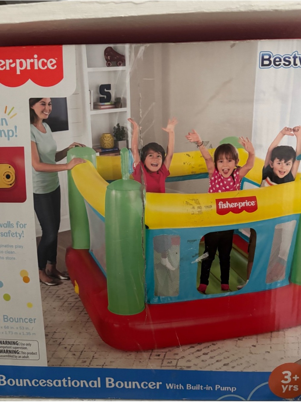 Fisher-Price Inflatable Bouncer in Red, Yellow, Blue & Green